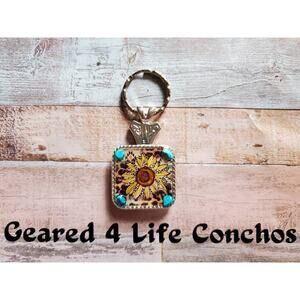 Sunflower lovers custom keychain, concho for tack, western custom concho